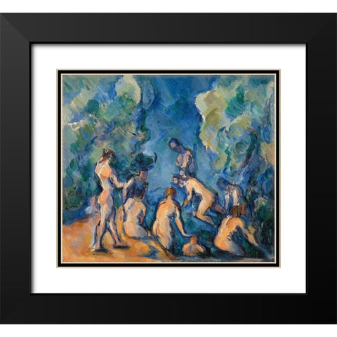 Bathers Black Modern Wood Framed Art Print with Double Matting by Cezanne, Paul