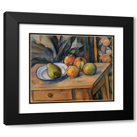 The Large Pear Black Modern Wood Framed Art Print with Double Matting by Cezanne, Paul