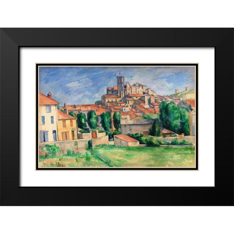 Gardanne Black Modern Wood Framed Art Print with Double Matting by Cezanne, Paul