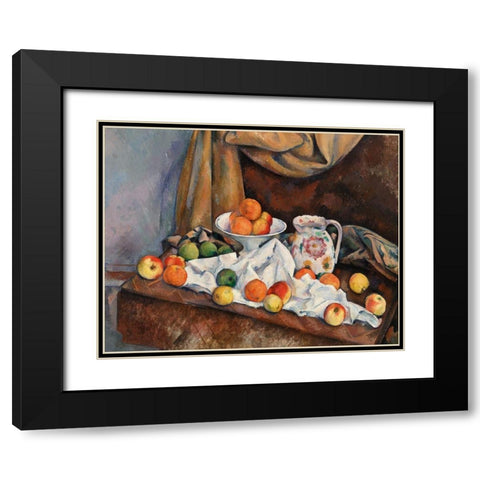 Still Life Black Modern Wood Framed Art Print with Double Matting by Cezanne, Paul