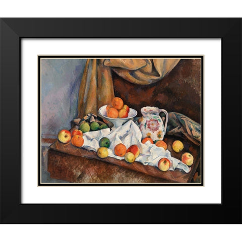 Still Life Black Modern Wood Framed Art Print with Double Matting by Cezanne, Paul