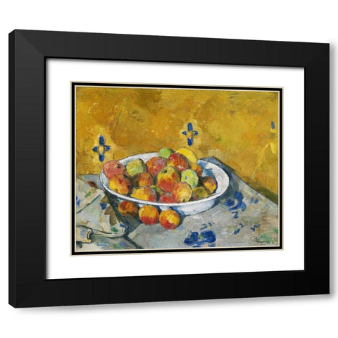 The Plate of Apples Black Modern Wood Framed Art Print with Double Matting by Cezanne, Paul