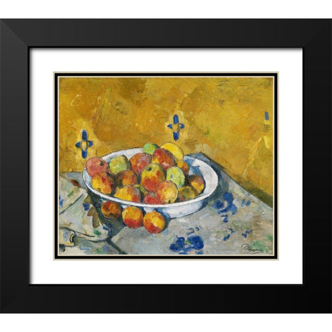 The Plate of Apples Black Modern Wood Framed Art Print with Double Matting by Cezanne, Paul