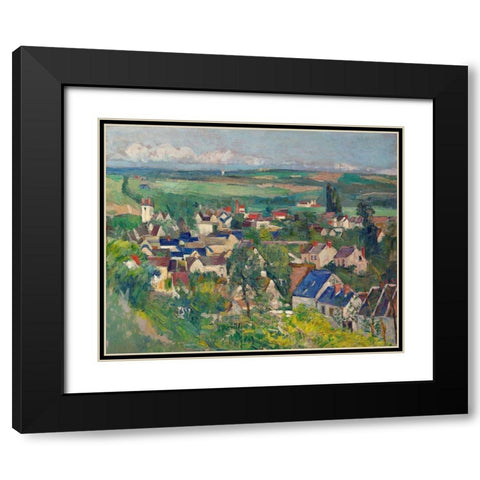 Auvers, Panoramic View Black Modern Wood Framed Art Print with Double Matting by Cezanne, Paul