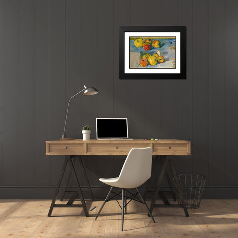 Apples Black Modern Wood Framed Art Print with Double Matting by Cezanne, Paul