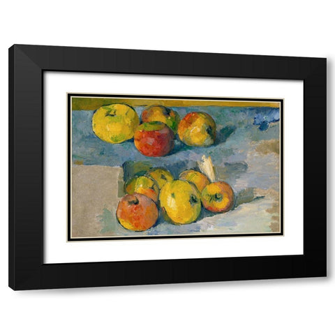 Apples Black Modern Wood Framed Art Print with Double Matting by Cezanne, Paul