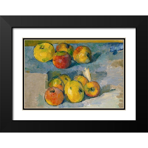 Apples Black Modern Wood Framed Art Print with Double Matting by Cezanne, Paul