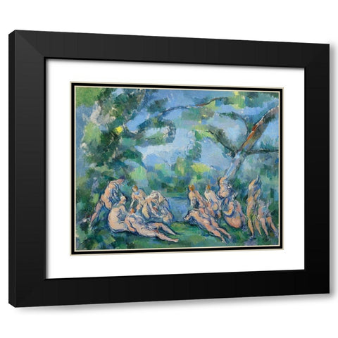 The Bathers Black Modern Wood Framed Art Print with Double Matting by Cezanne, Paul