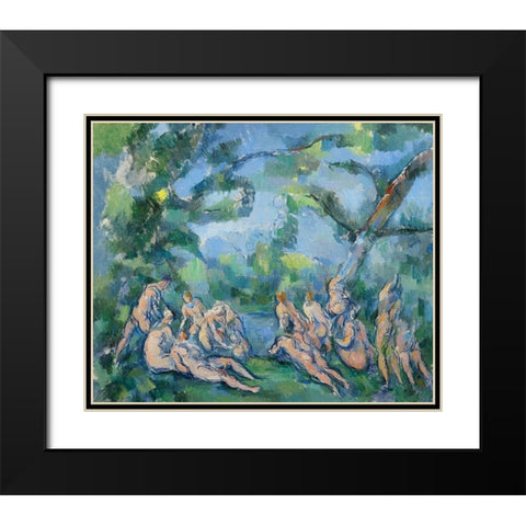 The Bathers Black Modern Wood Framed Art Print with Double Matting by Cezanne, Paul