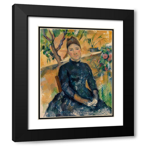 Madame CÃ©zanne Black Modern Wood Framed Art Print with Double Matting by Cezanne, Paul