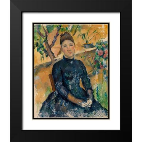 Madame CÃ©zanne Black Modern Wood Framed Art Print with Double Matting by Cezanne, Paul