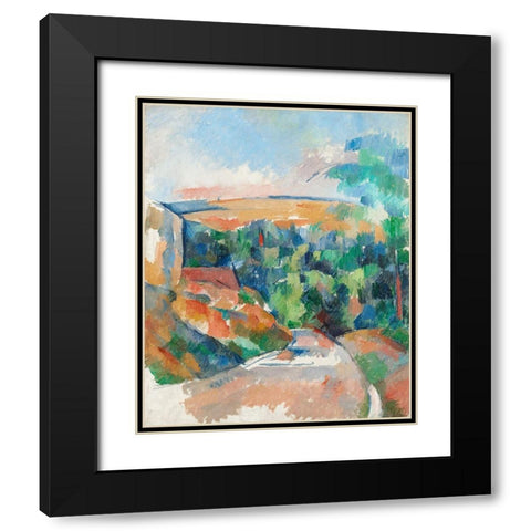 The Bend in the Road Black Modern Wood Framed Art Print with Double Matting by Cezanne, Paul