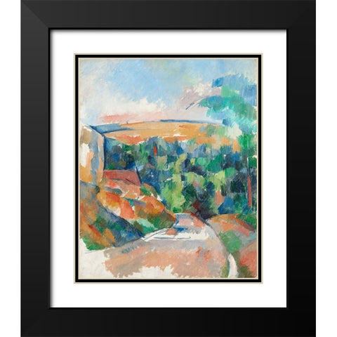 The Bend in the Road Black Modern Wood Framed Art Print with Double Matting by Cezanne, Paul
