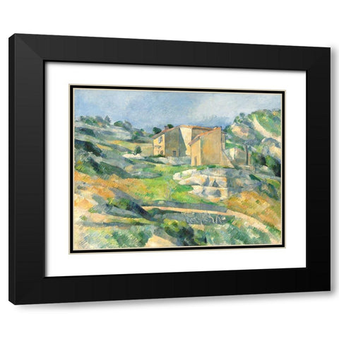 Houses in Provence: The Riaux Valley near LEstaque Black Modern Wood Framed Art Print with Double Matting by Cezanne, Paul