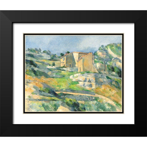Houses in Provence: The Riaux Valley near LEstaque Black Modern Wood Framed Art Print with Double Matting by Cezanne, Paul
