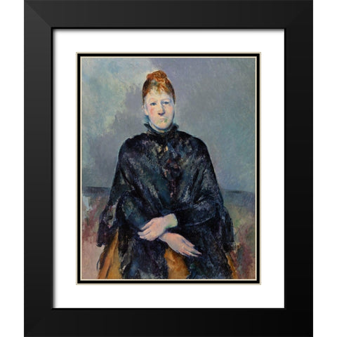 Madame CÃ©zanne Black Modern Wood Framed Art Print with Double Matting by Cezanne, Paul