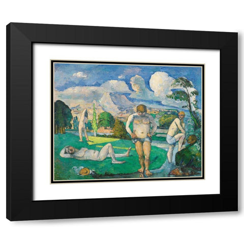 Bathers at Rest Black Modern Wood Framed Art Print with Double Matting by Cezanne, Paul