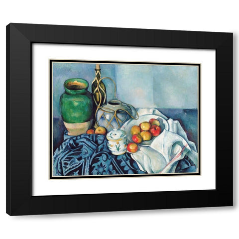 Still Life with Apples Black Modern Wood Framed Art Print with Double Matting by Cezanne, Paul