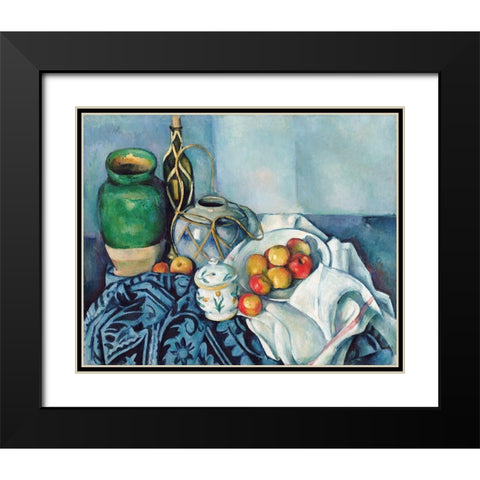 Still Life with Apples Black Modern Wood Framed Art Print with Double Matting by Cezanne, Paul