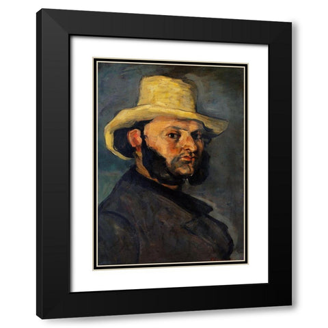 Gustave Boyer in a Straw Hat Black Modern Wood Framed Art Print with Double Matting by Cezanne, Paul