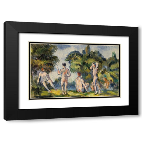 Bathers Black Modern Wood Framed Art Print with Double Matting by Cezanne, Paul