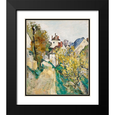 The House of Dr. Gachet in Auvers-sur-Oise Black Modern Wood Framed Art Print with Double Matting by Cezanne, Paul