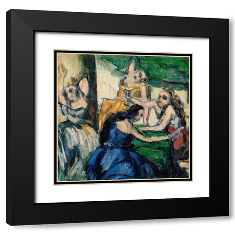 The Courtesans Black Modern Wood Framed Art Print with Double Matting by Cezanne, Paul