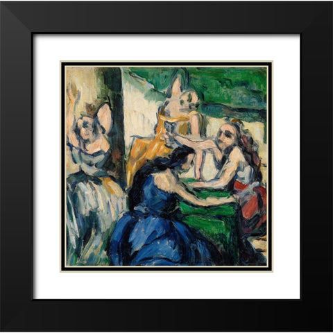 The Courtesans Black Modern Wood Framed Art Print with Double Matting by Cezanne, Paul