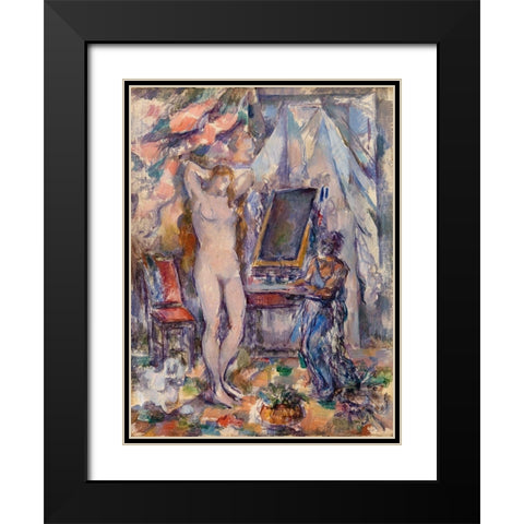 The Toilette Black Modern Wood Framed Art Print with Double Matting by Cezanne, Paul