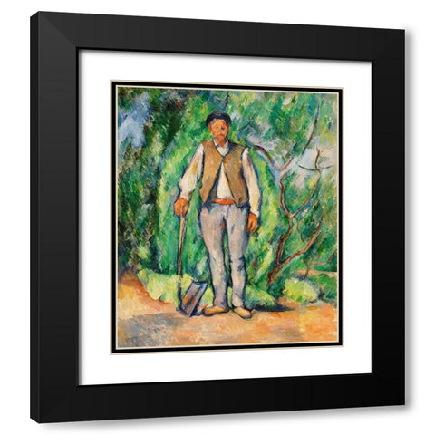 Gardener Black Modern Wood Framed Art Print with Double Matting by Cezanne, Paul