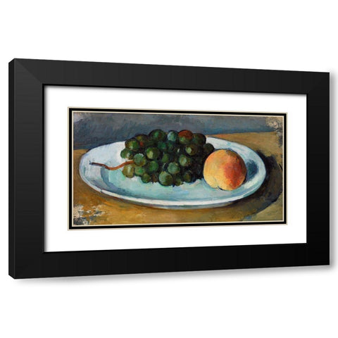 Grapes and Peach on a PlateÂ  Black Modern Wood Framed Art Print with Double Matting by Cezanne, Paul