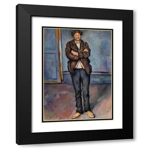 Peasant Standing with Arms Crossed Black Modern Wood Framed Art Print with Double Matting by Cezanne, Paul