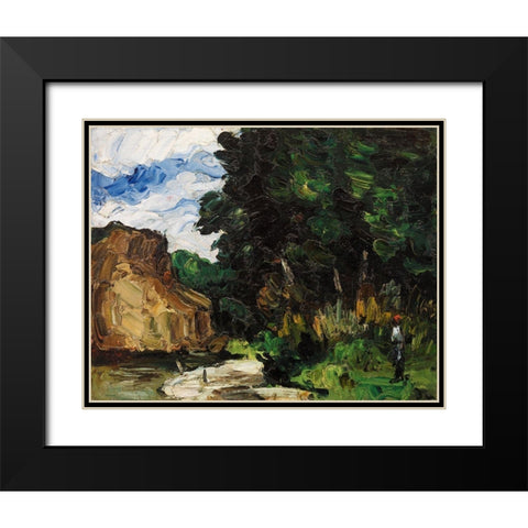 River Bend Black Modern Wood Framed Art Print with Double Matting by Cezanne, Paul