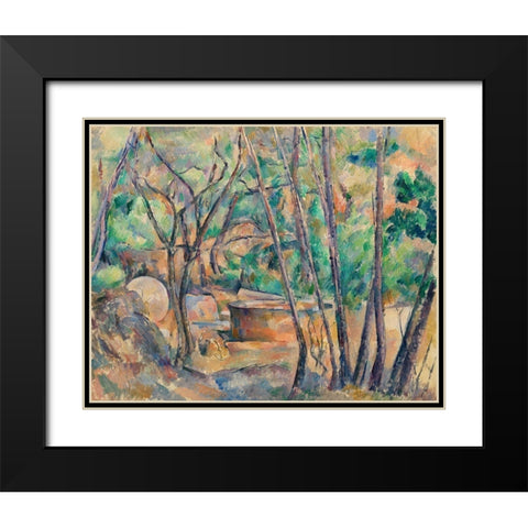 Millstone and Cistern under TreesÂ  Black Modern Wood Framed Art Print with Double Matting by Cezanne, Paul