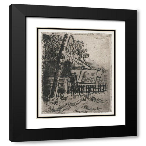 Landscape at Auvers Black Modern Wood Framed Art Print with Double Matting by Cezanne, Paul
