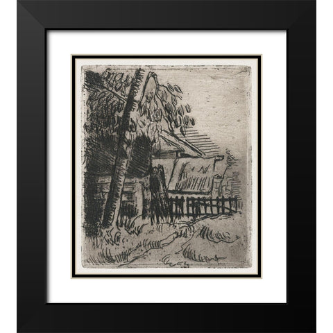 Landscape at Auvers Black Modern Wood Framed Art Print with Double Matting by Cezanne, Paul
