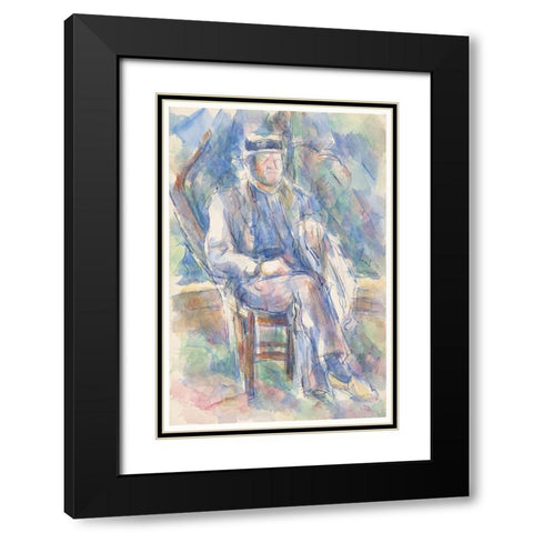 Man Wearing a Straw Hat Black Modern Wood Framed Art Print with Double Matting by Cezanne, Paul