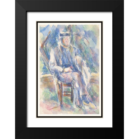 Man Wearing a Straw Hat Black Modern Wood Framed Art Print with Double Matting by Cezanne, Paul