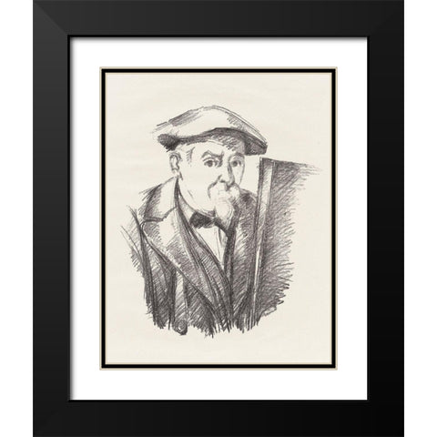 Self-PortraitÂ  Black Modern Wood Framed Art Print with Double Matting by Cezanne, Paul