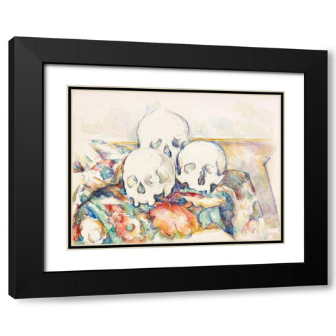 The Three SkullsÂ  Black Modern Wood Framed Art Print with Double Matting by Cezanne, Paul