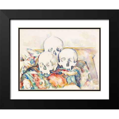 The Three SkullsÂ  Black Modern Wood Framed Art Print with Double Matting by Cezanne, Paul