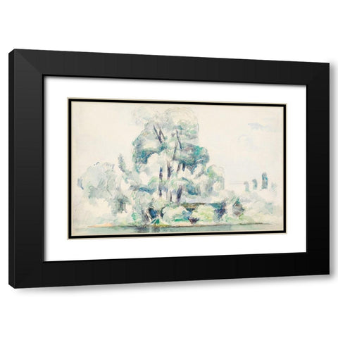Banks of the Seine at MÃ©dan Black Modern Wood Framed Art Print with Double Matting by Cezanne, Paul