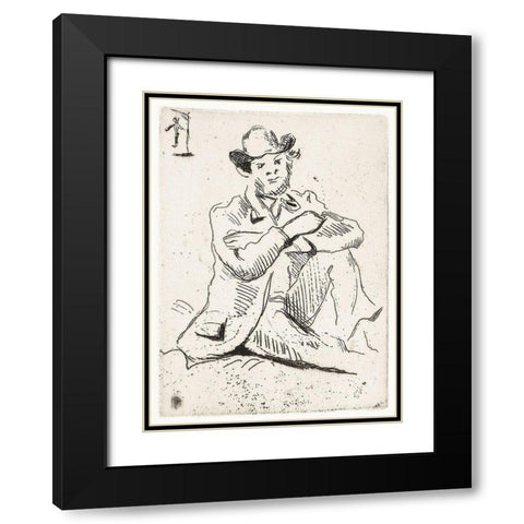 Guillaumin with the Hanged ManÂ  Black Modern Wood Framed Art Print with Double Matting by Cezanne, Paul