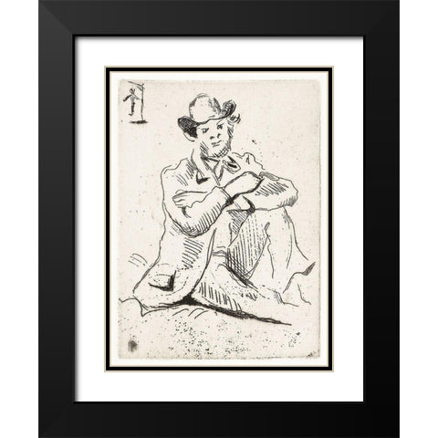 Guillaumin with the Hanged ManÂ  Black Modern Wood Framed Art Print with Double Matting by Cezanne, Paul