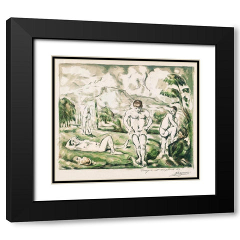 The Bathers [Large version] Black Modern Wood Framed Art Print with Double Matting by Cezanne, Paul