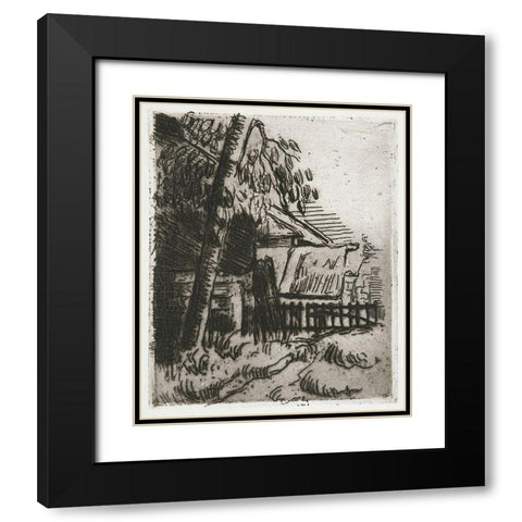 Landscape in AuversÂ  Black Modern Wood Framed Art Print with Double Matting by Cezanne, Paul