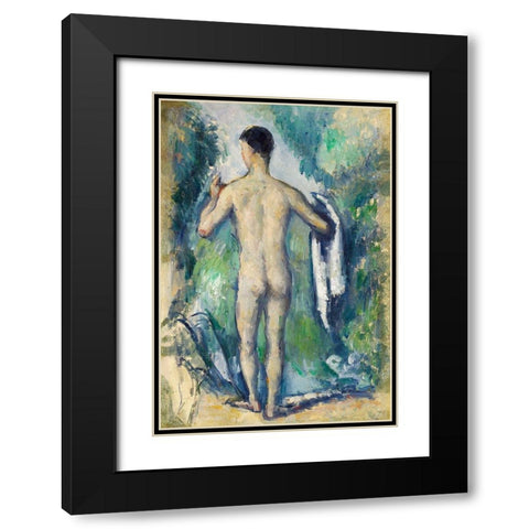 Standing Bather, Seen from the Back Black Modern Wood Framed Art Print with Double Matting by Cezanne, Paul