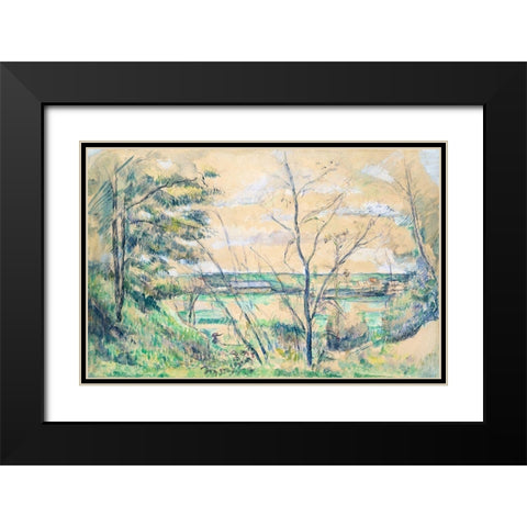 In the Oise Valley Black Modern Wood Framed Art Print with Double Matting by Cezanne, Paul