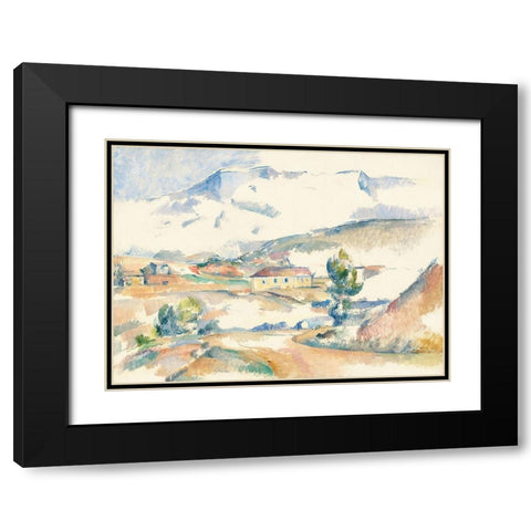 Montagne Sainte-Victoire, from near Gardanne Black Modern Wood Framed Art Print with Double Matting by Cezanne, Paul