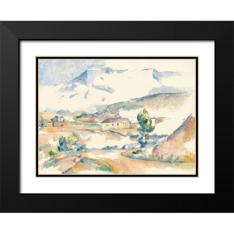 Montagne Sainte-Victoire, from near Gardanne Black Modern Wood Framed Art Print with Double Matting by Cezanne, Paul